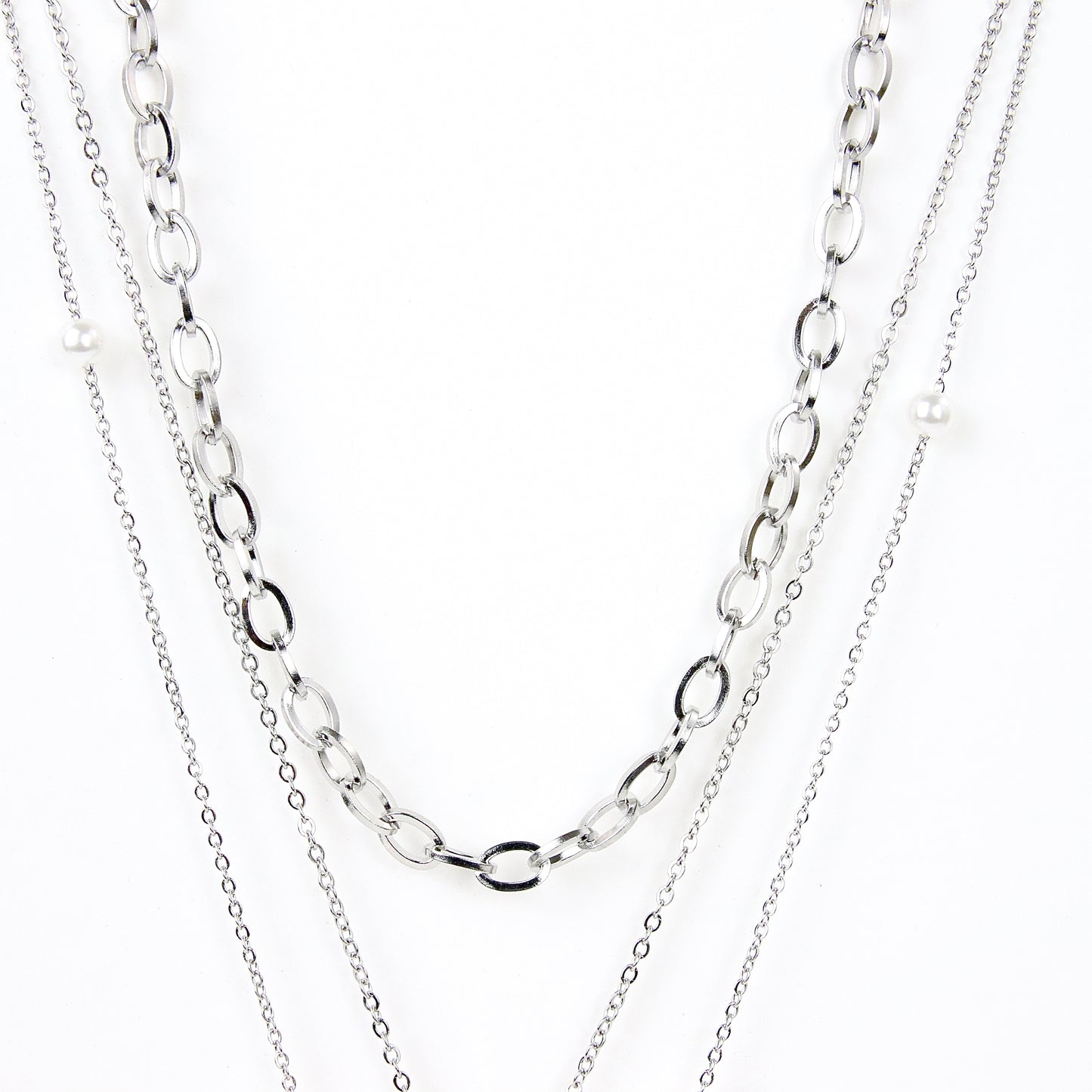 Collana argentata a tre fili